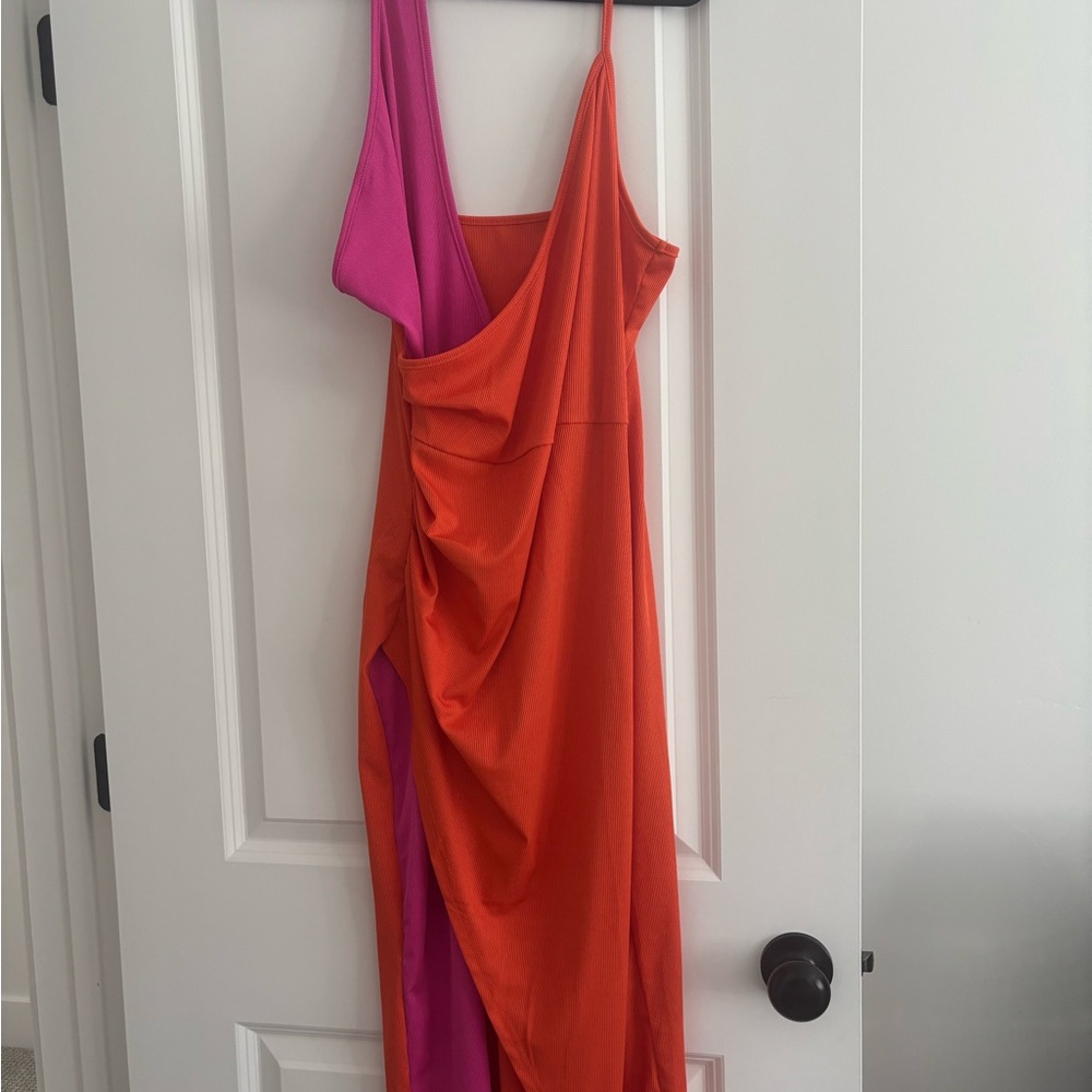SHEIN One Shoulder Dress - Orange and Pink